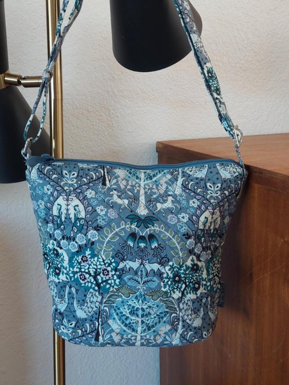 Vera Bradley Enchantment Shoulder Crossbody Bucket Bag Slouchy Hobo Unicorn Peac